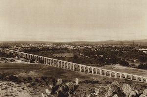 Mexico: View of Queretaro with ancient water pipe by Hugo Brehme