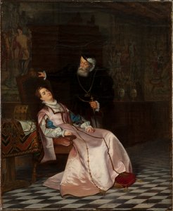 Gustav Vasa finds his consort Catherine Stenbock sleeping and hear her say King Gösta I love... by Hugo Salmson