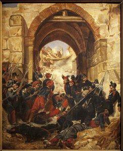 Taking of an Algerian casbah - Painting by Hugues Martin