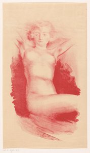 Seated nude woman by Huib Luns