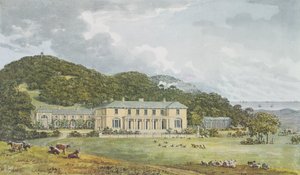 South front with west front in perspective, from the Red Book for Antony House