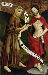 Christ and St. Thomas, panel of the former high altarpiece of the Church of Saint Peter and Saint Paul in Csíksomlyó, c.1480