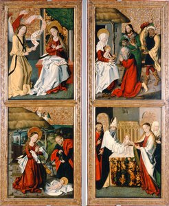 The Annunciation, the Birth of Christ, the Adoration of the Magi and the Presentation in the Temple from the Szepeshely Altarpiece, 1480-90 by Hungarian School