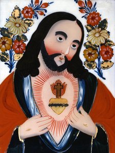 The Sacred Heart of Jesus, 2nd Half of Nineteenth Century (painted glass) by Hungarian School