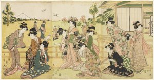 Hawking Party by Hyakusai Hisanobu Hyakusai Hisanobu