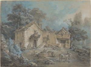 Farm Scene by I Jean Baptiste Hüet