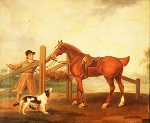 A Groom Leading a Bay Hunter by I. Moore