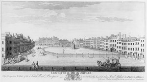 Leicester Square, 1753 by I. after Maurer