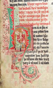 Historiated initial H, from Skarosbok (The Book of Skard), c.1350 by Icelandic School