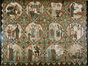 St. Martin of Tours - Altar siding: scenes from the history of Saint Martin of Tours - 12 scenes from the life of Saint Martin - Iceland, embroidery by Icelandic School