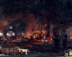 Industrial Revolution: La grande forge de Fourchambault (detail) by Ignace Francois Bonhomme