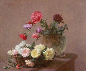 Poppies in a Crystal Vase, or Basket of Roses, 1890 by Ignace Henri Jean Fantin Latour