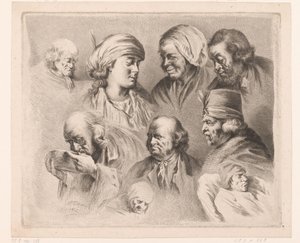 Composition with Nine Heads of Men and Women of Different Ages by Ignace Joseph de Claussin