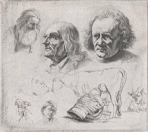Study of Six Heads and a Milkmaid
