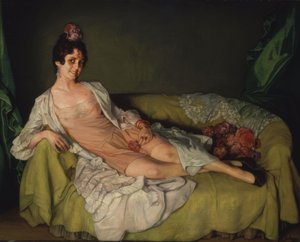 (Woman Reclining in Armchair in Slip and Robe) by Ignacio Zuloaga y Zabaleta