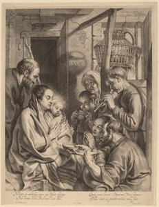 The Adoration of the Shepherds by Ignatius Cornelis Marinus after Jacob Jordaens