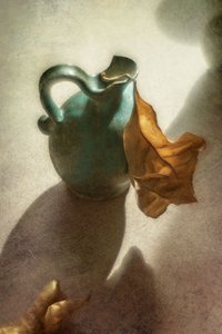 Teal Jug Golden Leaf
