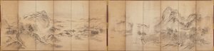 Mountain Views, reverse of a six-panel screen, Edo Period, 1856-58 by Ikeda Koson