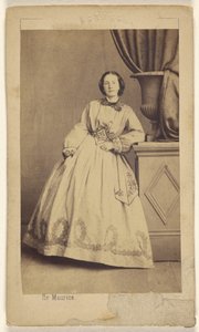 Unidentified Woman, Standing, Leaning on a Fake Pillar