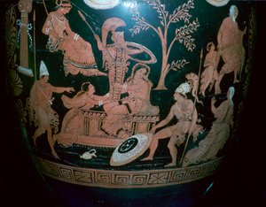 Greek Red-Figured Volute Krater with Scene from the Sack of Troy