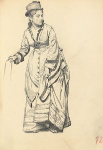Standing Woman Holding Her Dress