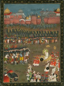 The Conquest of Golkonda by Mughal Emperor Aurangzeb in 1687 by Indian Art