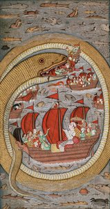 A Monstrous Serpent Devouring the Royal Fleet by Indian School