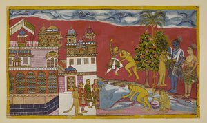 Back outside the palace of Kiskindha by Indian School