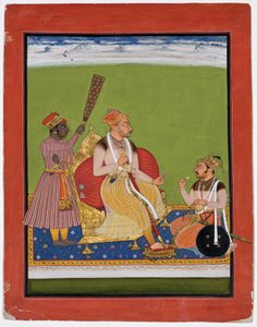 Bhao Singh enthroned with a noble at his feet