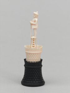 Black Rook, Chess Piece, India, 1820 circa