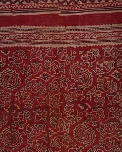 Block-printed textile for export trade with geese, lotus bud and rosette pattern, Indian, c.1500 (detail) by Indian School