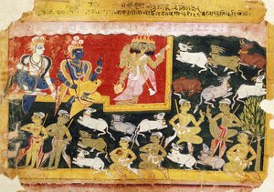 Brahma Offering Homage to Krishna as the Incarnation of Vishnu