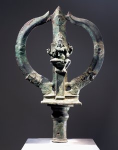 Bronze trident with figure of Mariyammai, goddess of smallpox carried in processions during epidemics