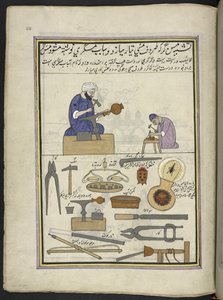 Copper-smiths making copper vessels by Indian School