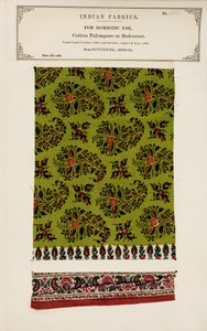 Cotton palempore or bed-cover sample from Futtygurgh in Bengal, from The Collection of the Textile Manufacturers of India, by John Forbes Watson, published in 1866 by Indian School