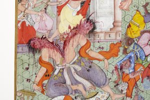 (detail) Krishna Cleaves the Demon Narakasura with his Discus by Indian School