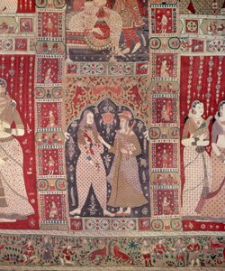 Detail of a wall hanging decorated with European figures