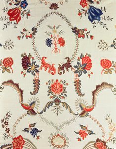 Detail of embroidered fabric, made for the European market, c.1725-50