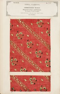 Embroidered muslin sample from Madras, from The Collection of the Textile Manufacturers of India, by John Forbes Watson, published in 1866 by Indian School