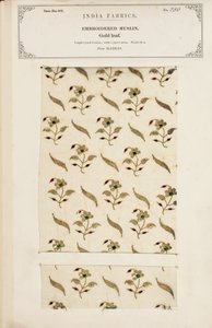 Embroidered muslin sample from Madras, from The Collection of the Textile Manufacturers of India, by John Forbes Watson, published in 1866 by Indian School