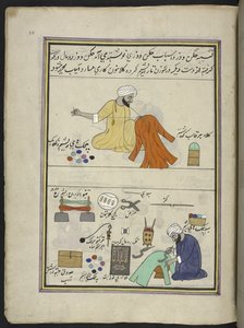 Embroiderer and gofferer, 86 drawings bound into a volume depicting trades and occupations in Kashmir, Craftsmen are shown at work with their implements and equipment, By a Kashmir artist, probably at Srinagar, c.1850-60 by Indian School