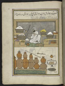 Grain-Merchant, 86 Drawings Bound into a Volume Depicting Trades and Occupations in Kashmir by Indian School