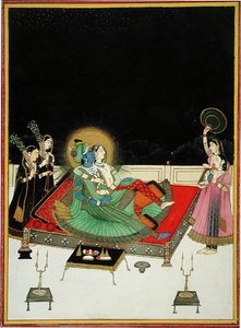 Radha and Krishna admire themselves in the mirror, c.1800