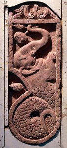 Indian Art: A Fish Tail Elephant. Period Kouchane. From Sonkh, Mathura. 1st century AD. Mathura, Archaeological Museum by Indian School