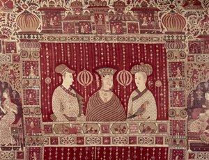 Indian woman with European traders, Madras region, Ahmedabad