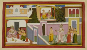King Dasaratha and his queens welcome Rishyasringa and Shanta by Indian School