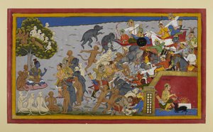 Lakshmana Leads Rama’s Army Against Indrajit’s Sacrifices at Nikumbhila by Indian School