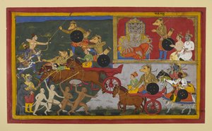 Makaraksha Fights Rama and Lakshmana but Falls to Their Arrows by Indian School