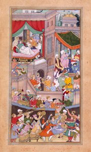 Astrologers Casting Horoscopes during the Celebrations for the Birth of Timur (1336) by Surdas Gujarati by Indian School