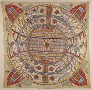 A Diagram of the Universe, with Sanskrit and Gujarati text